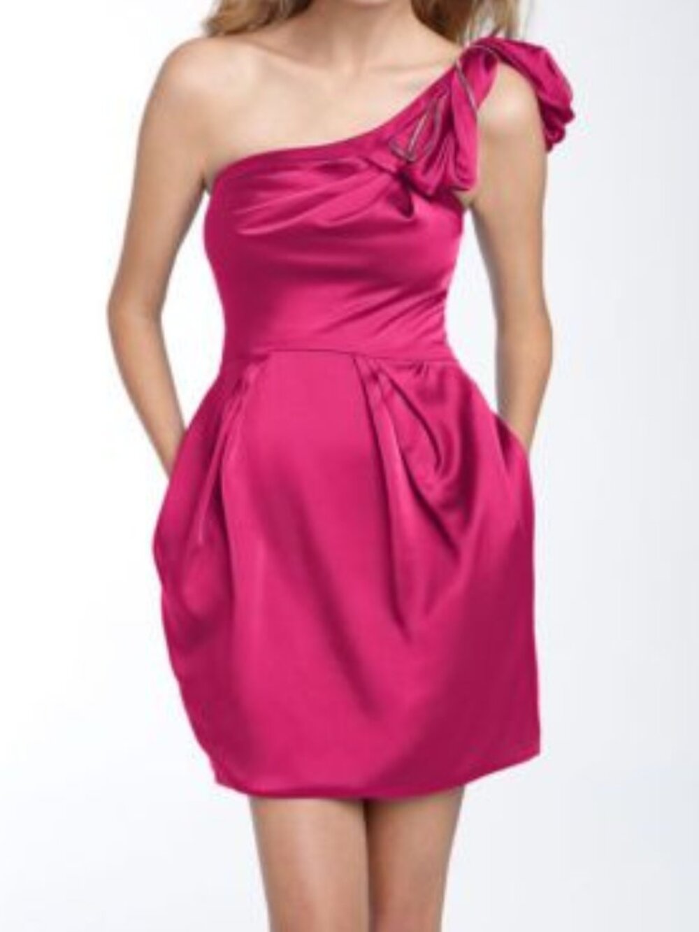 BCBGMAXAZRIA One‑Shoulder Satin Dress – Size 2 – NWT ($248)